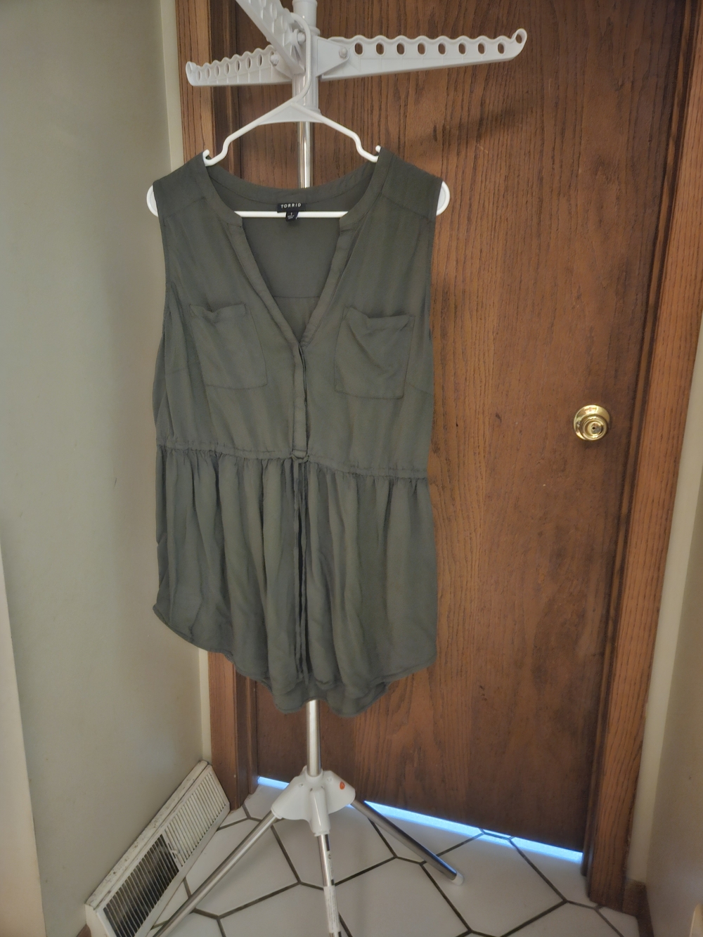torrid Olive Green Sleeveless V-Neck Drawstring Tunic